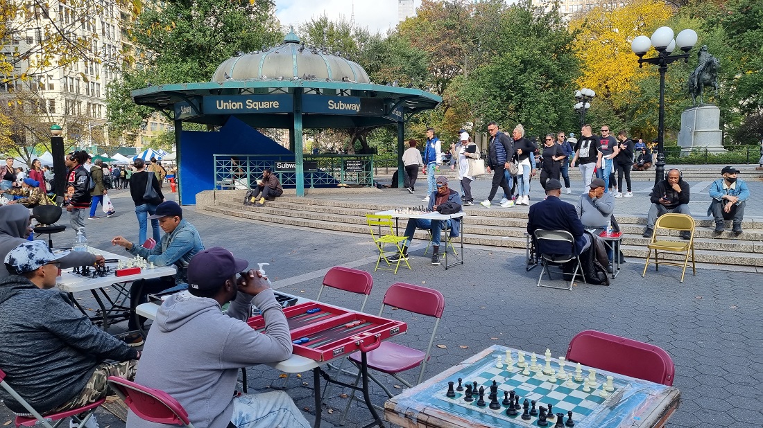 Playing chess in Union Square, New York City