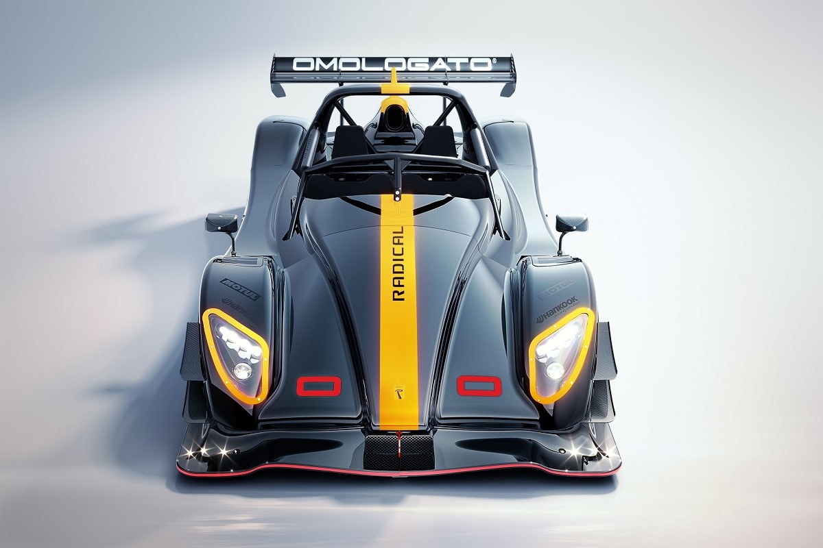 Radical Motorsport Sports Car with Omologato sponsorship logo