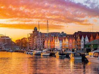 Stunning sunset at Bergen, Norway