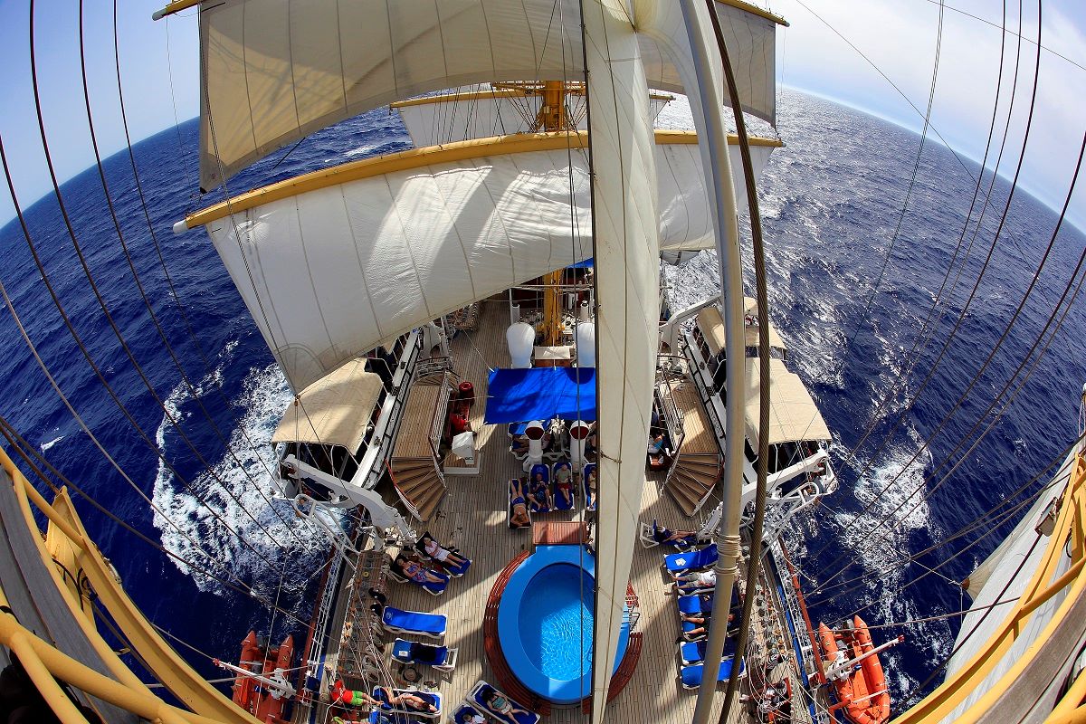 View from the crow's nest on Royal Clipper