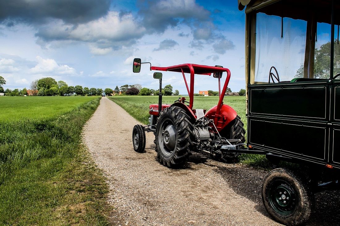 Danish tractor taxi in car free Tunø 