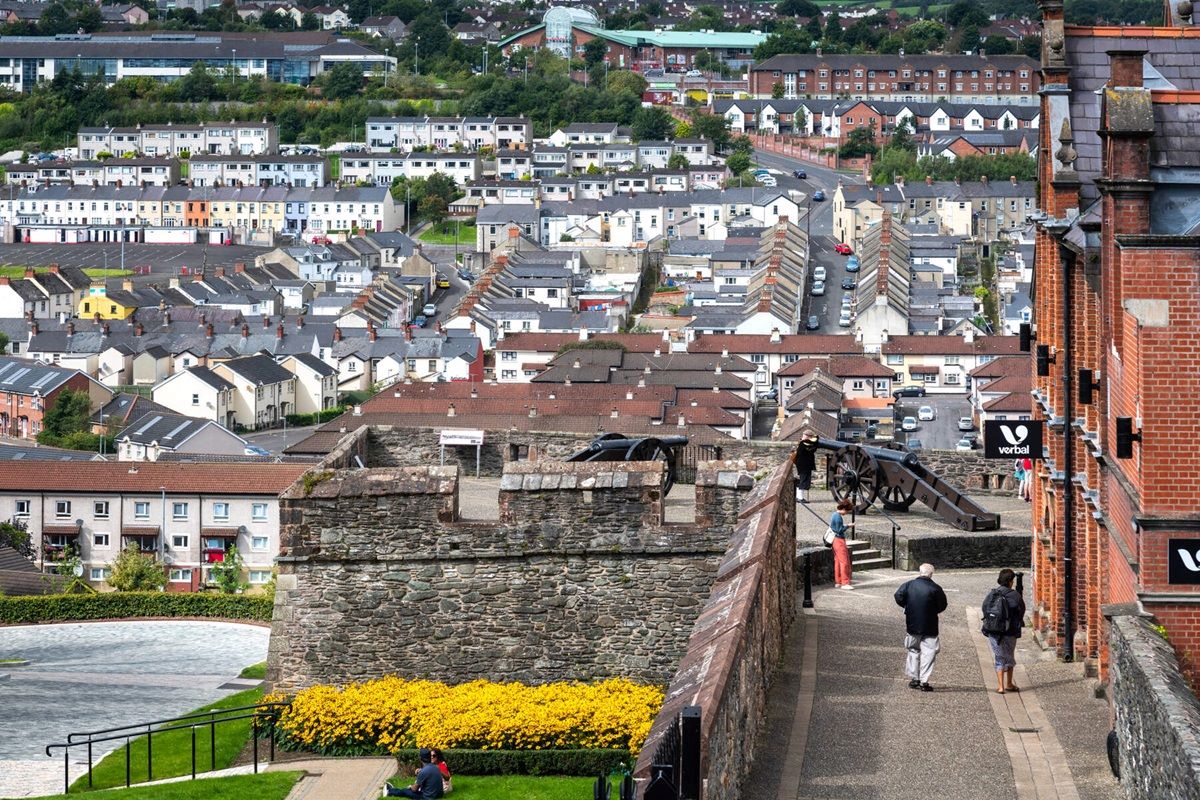 City walls overlooking Bogside in Derry