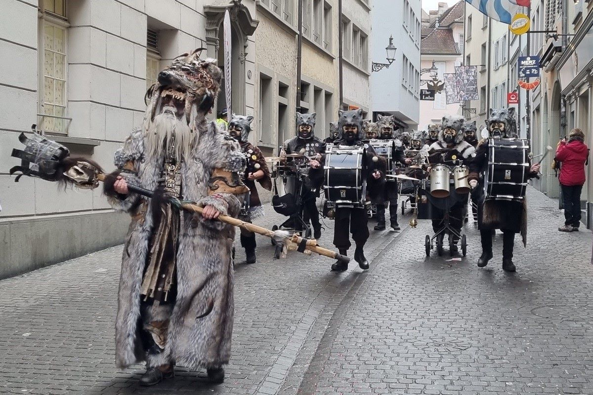 Band Marching through Lucerne streets