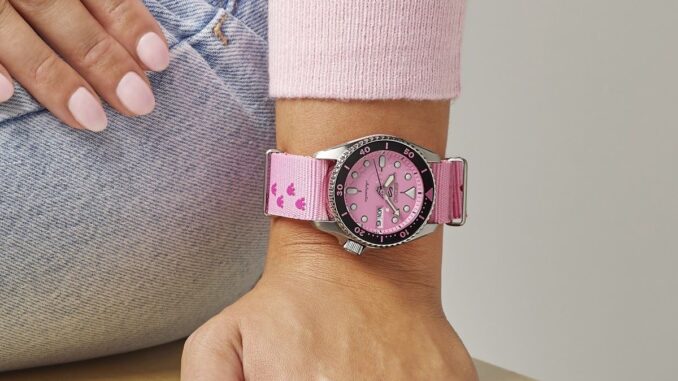 Seiko 5 Sports x The Pink Panther Limited Edition with NATO strap