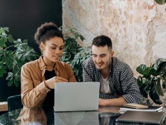 Man and woman remote working