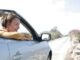 Girl in open top car