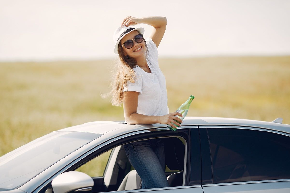 Girl on road trip