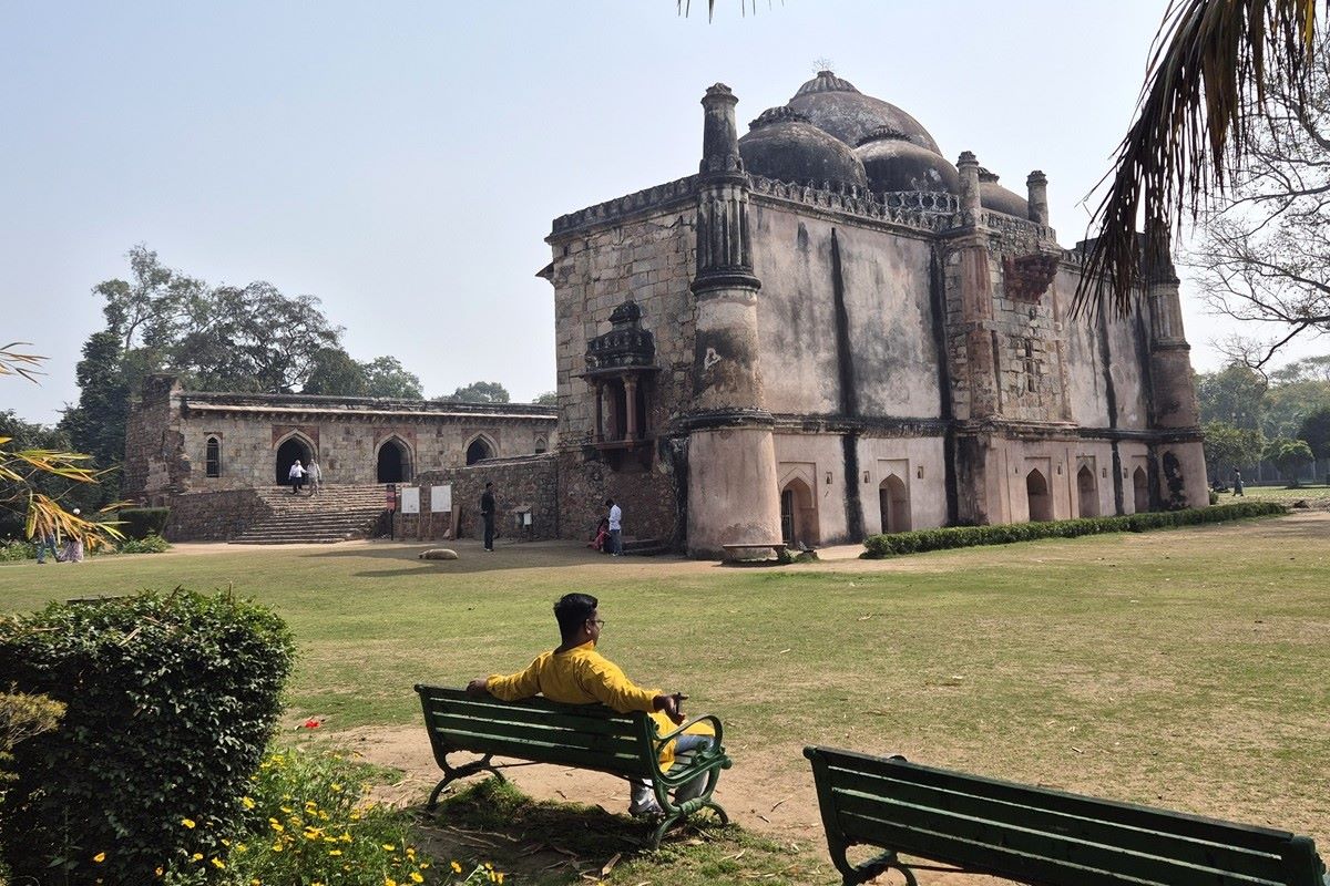 Relaxing in Lodi Gardens beside Bara Gumbad