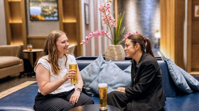 Asahi lager in Plaza Premium Lounge