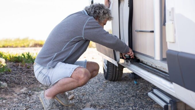 Repairing caravan door