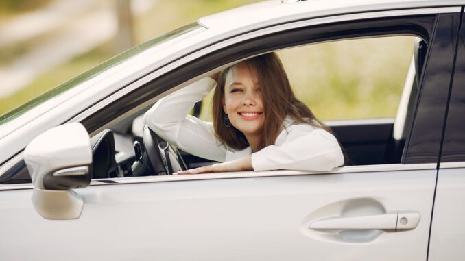 Woman in car