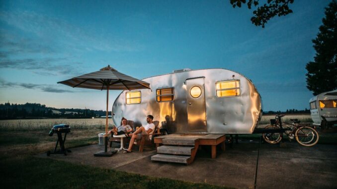 Holiday caravan for outdoor leisure